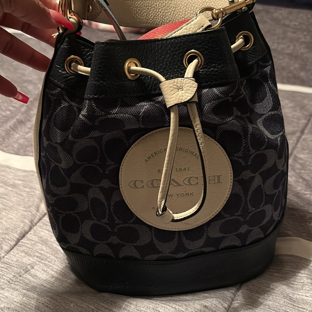 Denim Coach with multicolor strap!